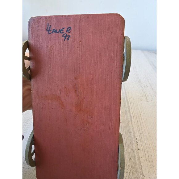 Vintage Wooden goat cart wagon primitive unique decor sheep lauer 1992 - Picture 9 of 9